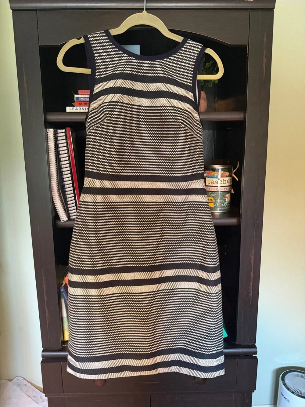 J Crew Sleeveless Striped Knit Midi Dress - Navy & White